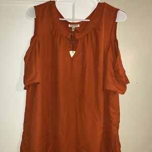 Mileage Burnt Orange Short Sleeve Blouse